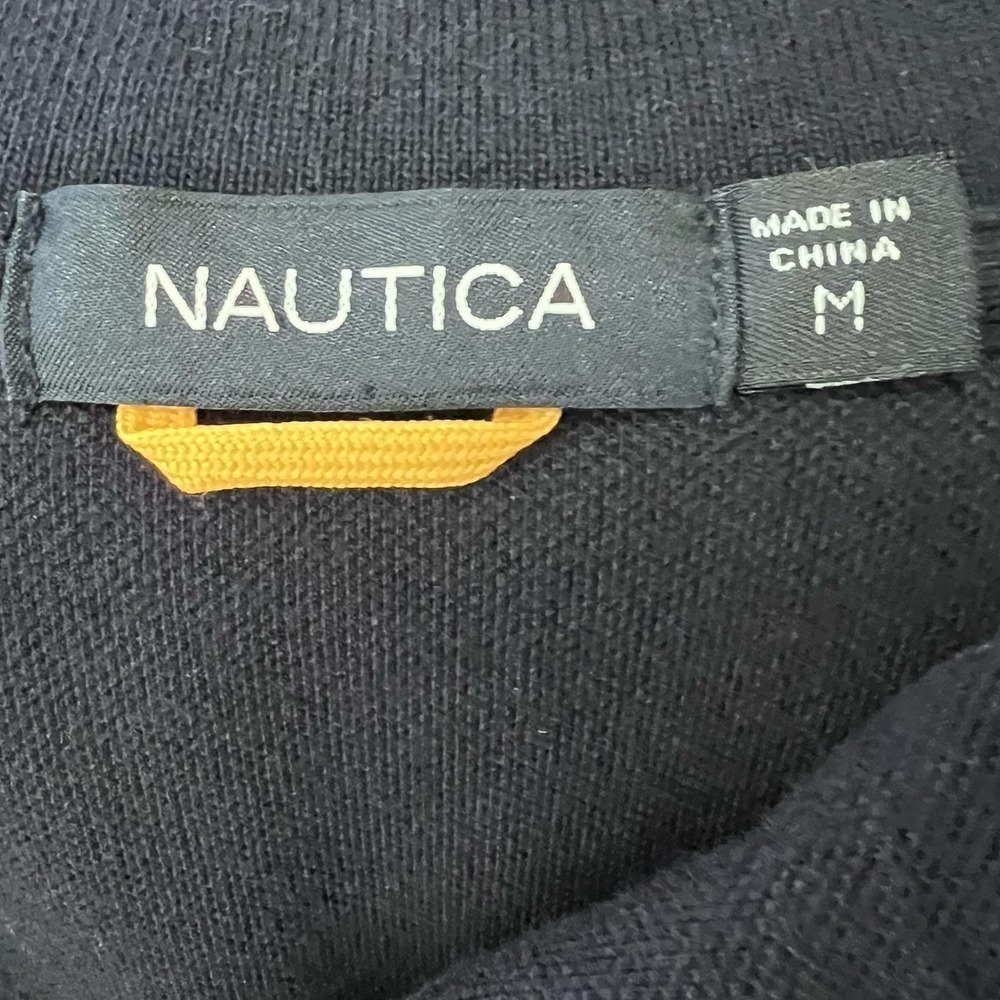 Nautica Men’s Navy & Gold Polo with Sailboat Print on the Back Size Medi… - Picture 7 of 10